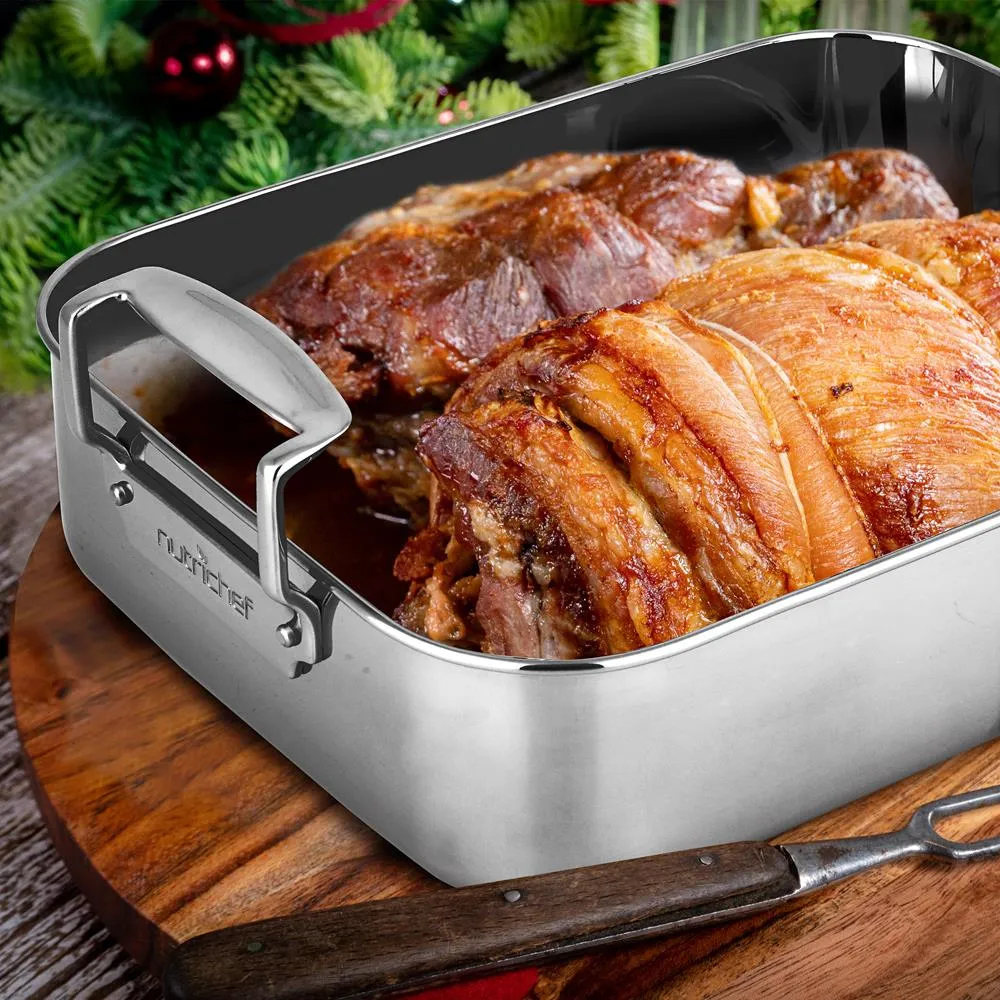 Nutrichef plat à rôtir inox 14 pouces avec grille