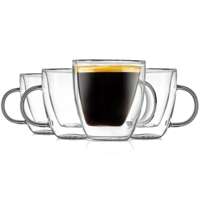 Nutrichef Tasses Espresso Verre Double Paroi 15 cl Transparent