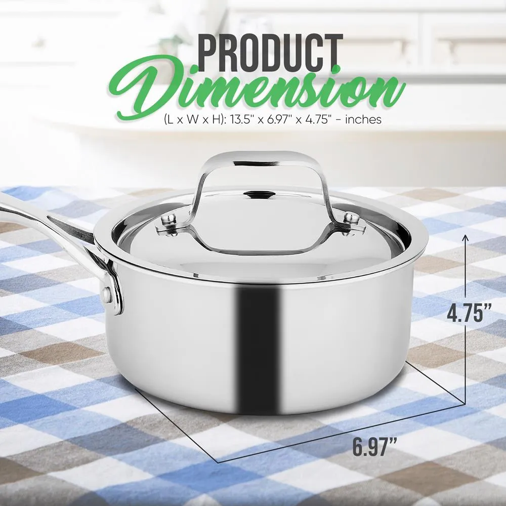 Nutrichef Casserole inox 1,5 Qt avec couvercle