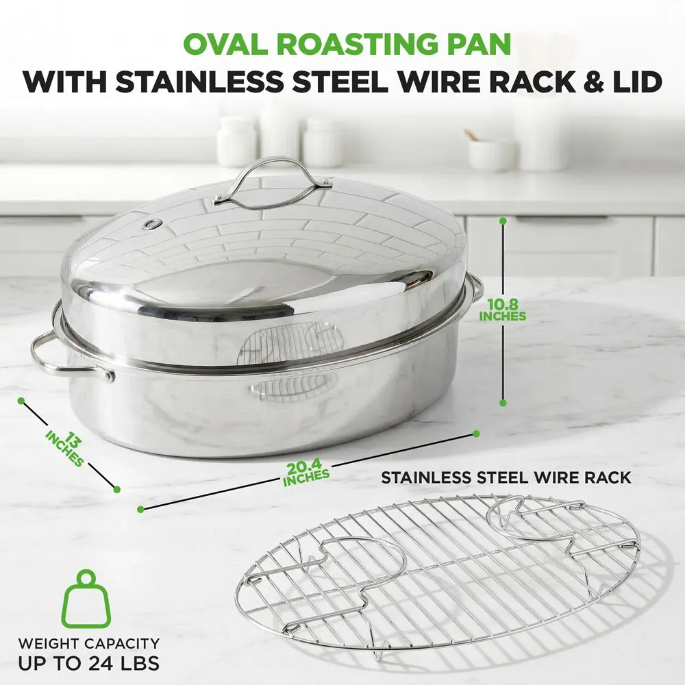Nutrichef 20" Oval Roasting Pan plat rôtissoire inox