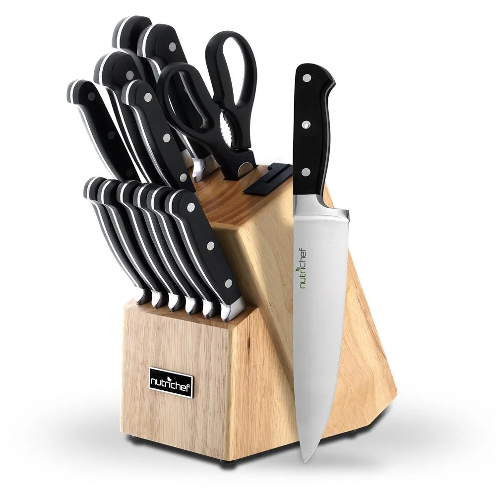 Nutrichef set couteaux 13 pièces bloc affûteur acier