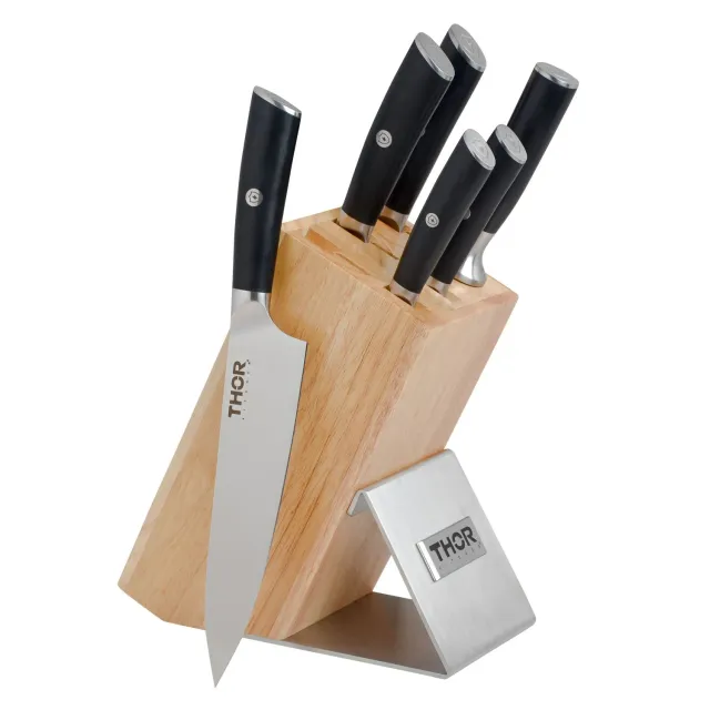 Thor set couteaux cuisine 7 pièces bloc bois allemand