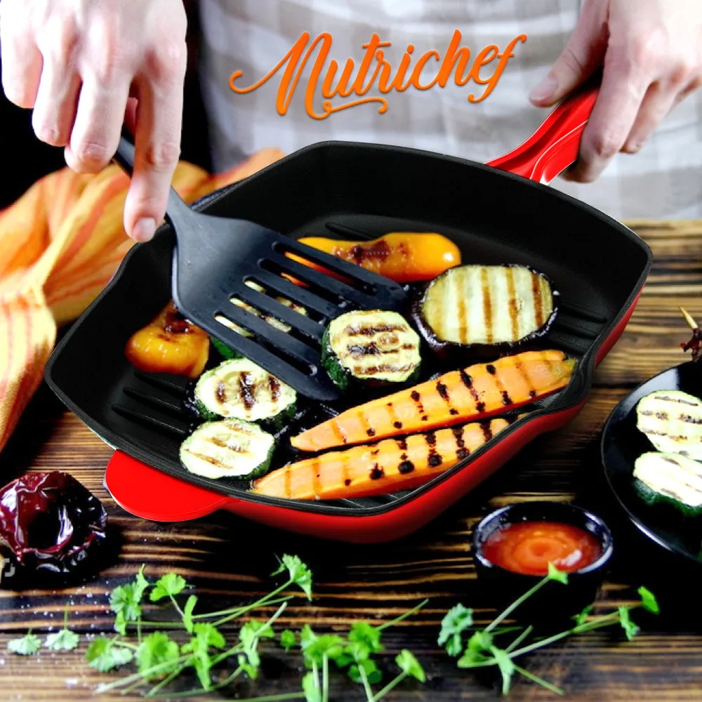 Nutrichef poêle grill fonte 28 cm émail rainurée