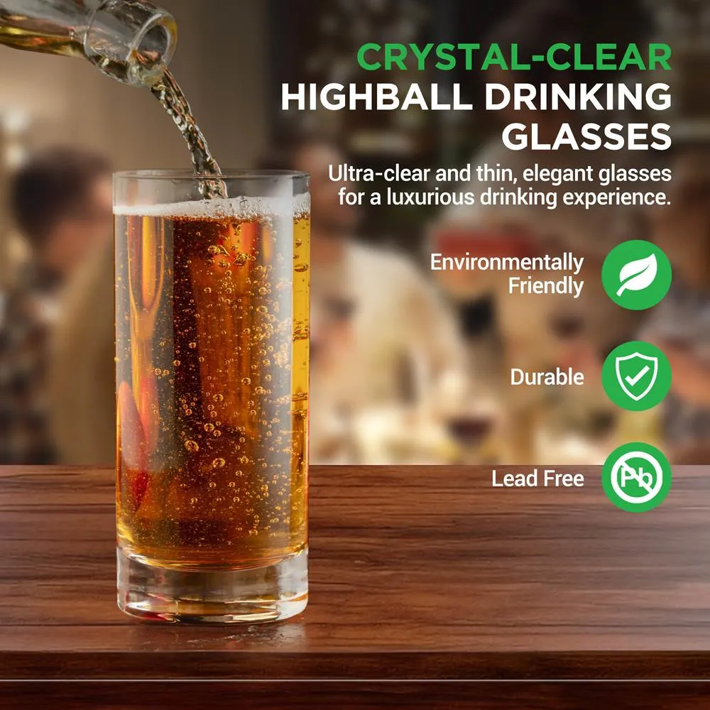 Nutrichef Verres Highball Lot de 2 42cl Cristal Souffle Main