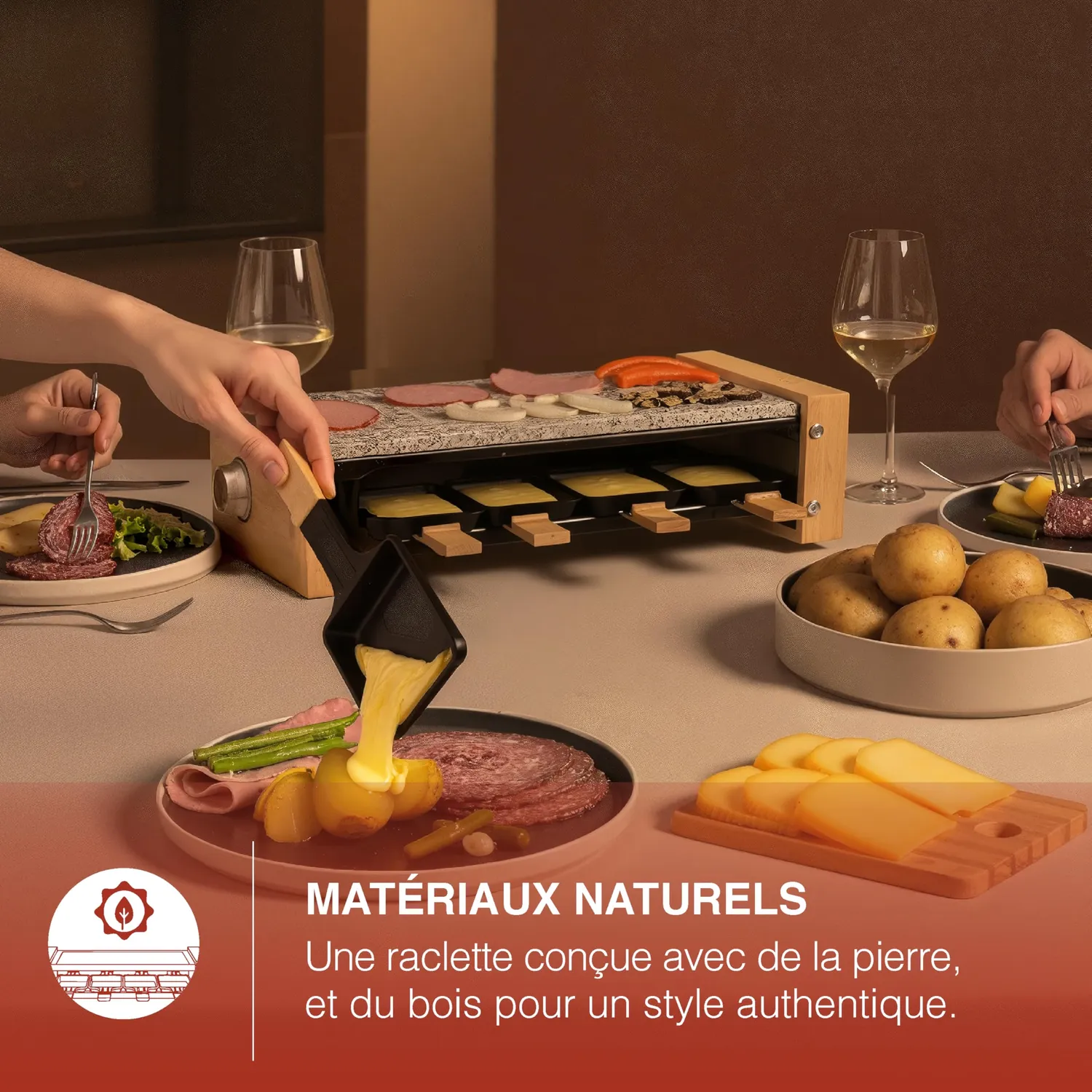 H.Koenig WOD12 appareil raclette 8 personnes granit