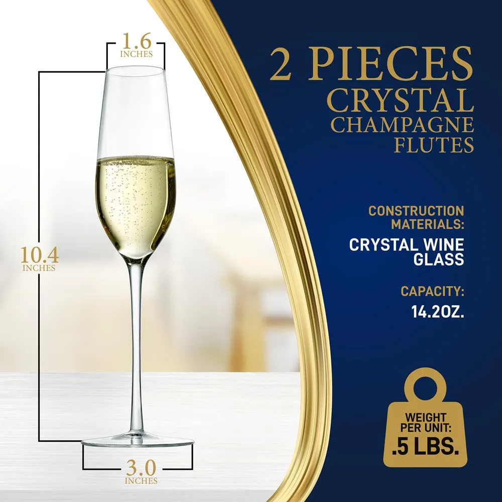 Nutrichef flûtes à champagne cristal lot de 2 207 ml