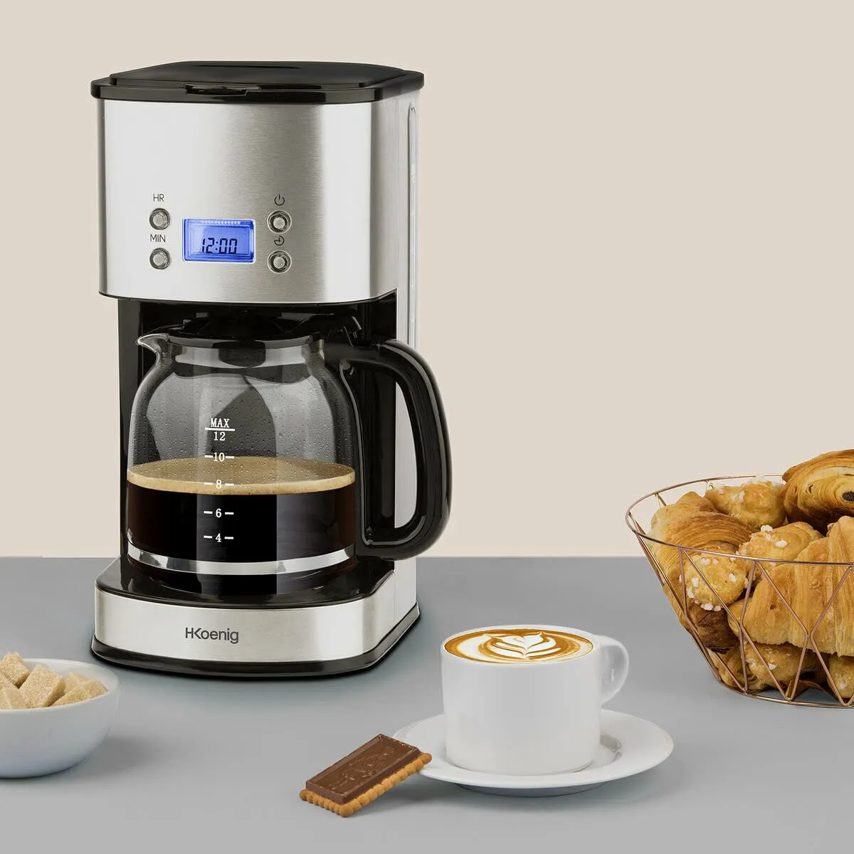 H.Koenig MG30 cafetière filtre programmable inox 1,5L