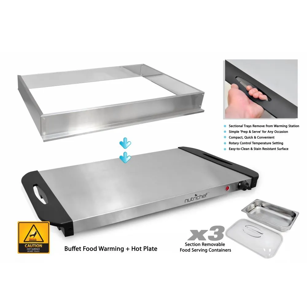Nutrichef PKBFWM33 chauffe-plat buffet 3 bacs inox 300W