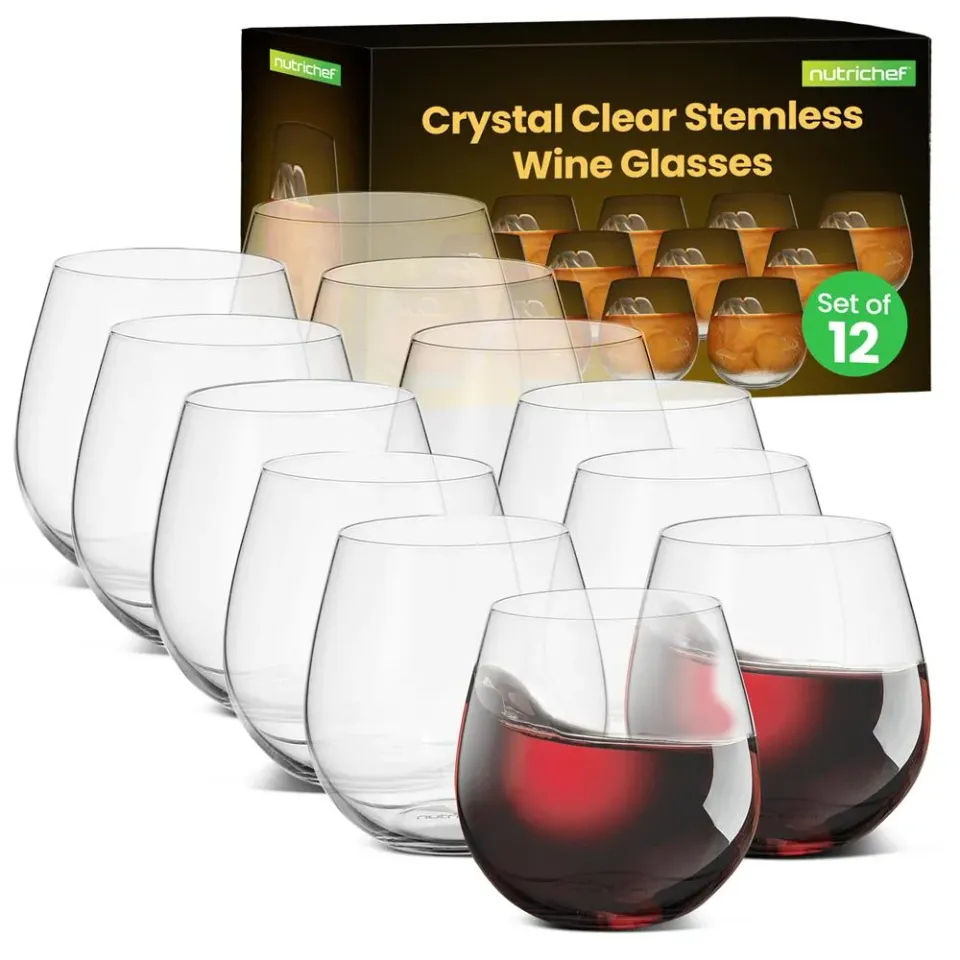 Nutrichef verres à vin sans pied cristal 44 cl lot de 12