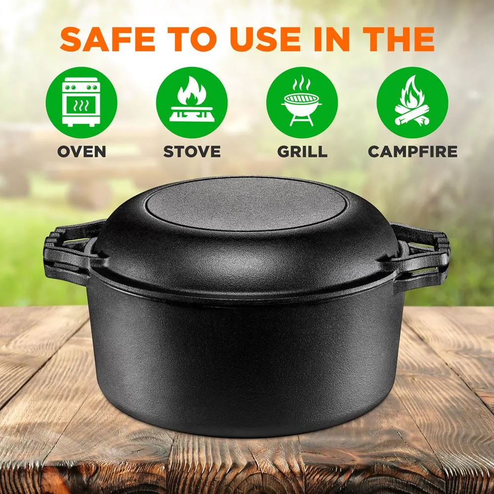 Nutrichef NCCI2PT8 cocotte fonte 3,5 L 2-en-1 pré-culottée