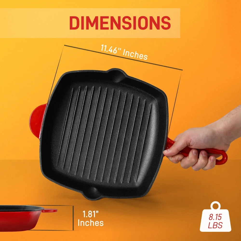 Nutrichef poêle grill fonte 28 cm émail rainurée