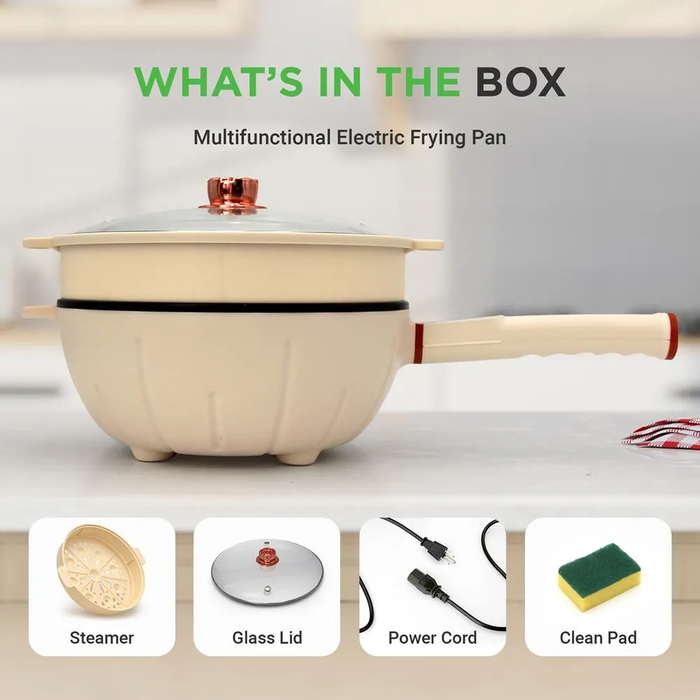 Nutrichef poêle électrique multifonction 4 L + cuit-vapeur