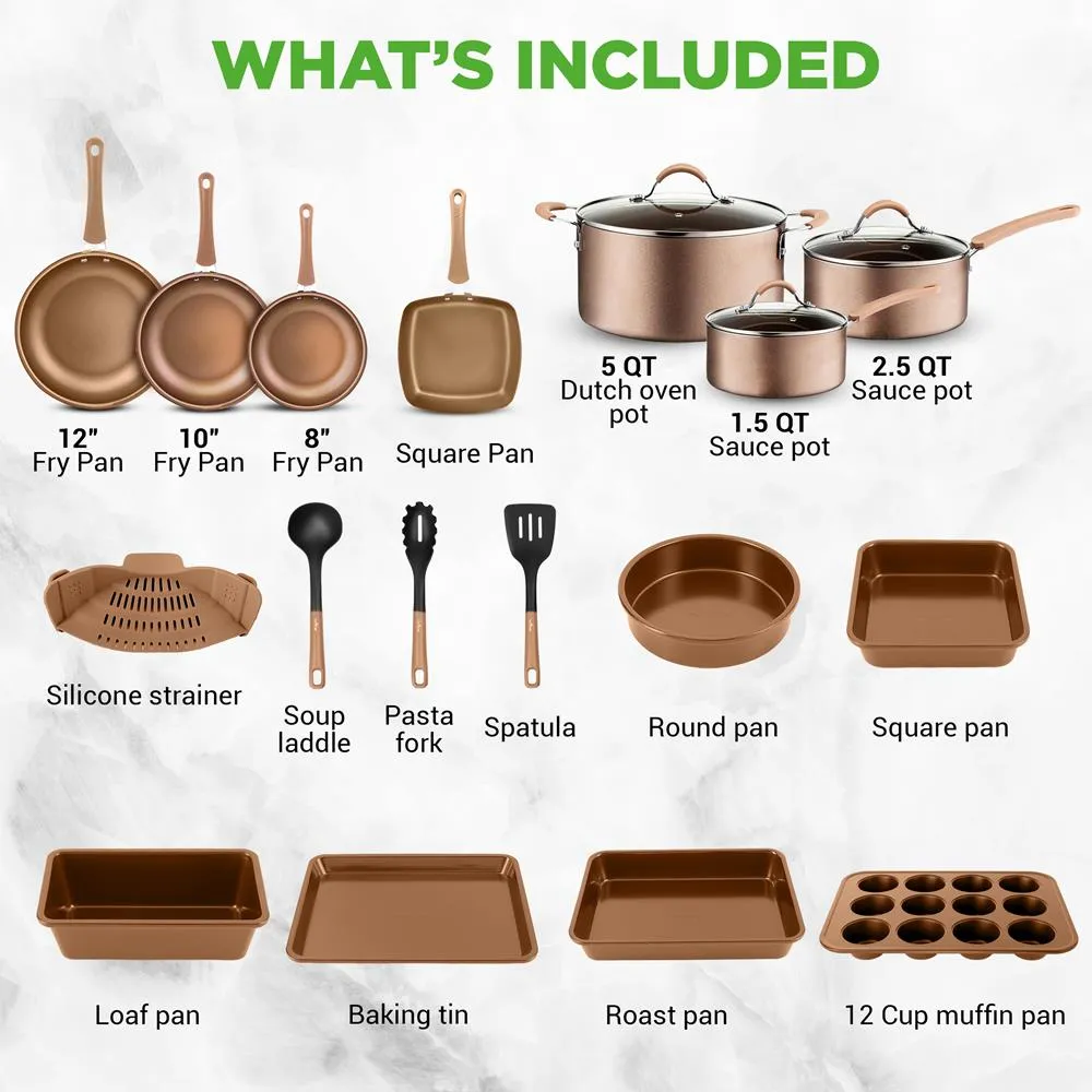 Nutrichef Batterie Cuisine 20 Pièces Antiadhésive Induction