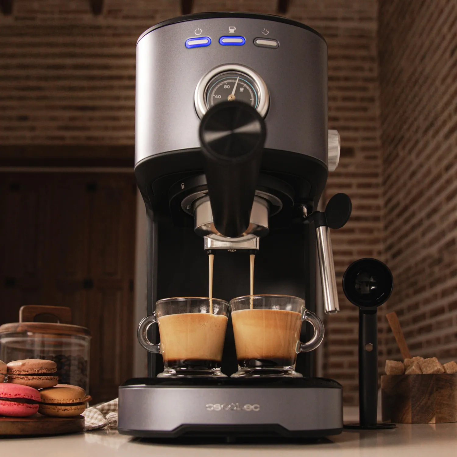 Cecotec Power Espresso 20 Pecan Steel machine expresso acier 20 bars