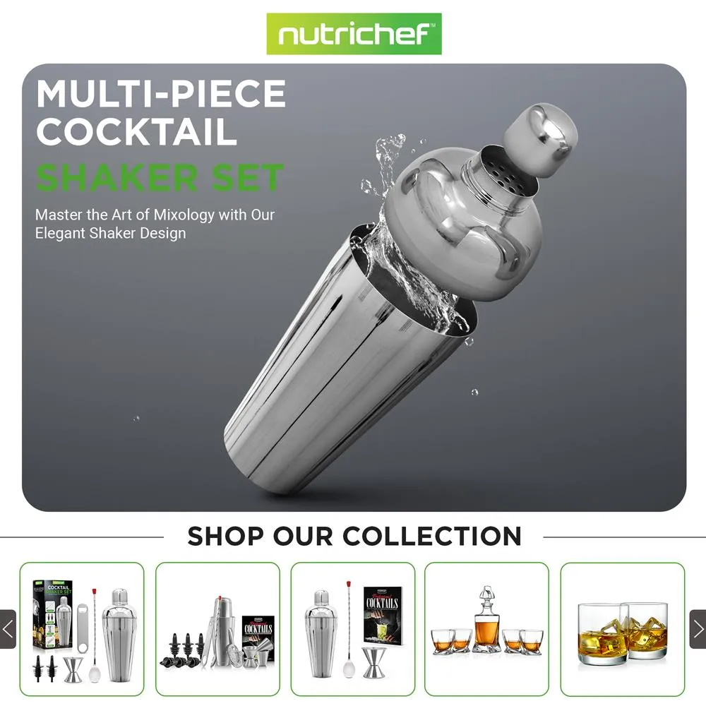 Nutrichef set bar 7 pièces shaker inox 750 ml miroir