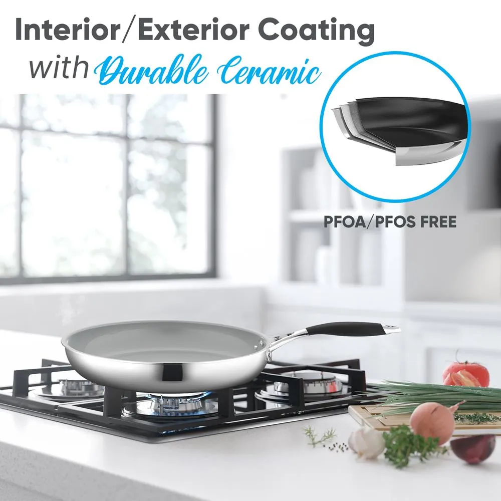 Nutrichef poêle inox 8 pouces revêtement céramique