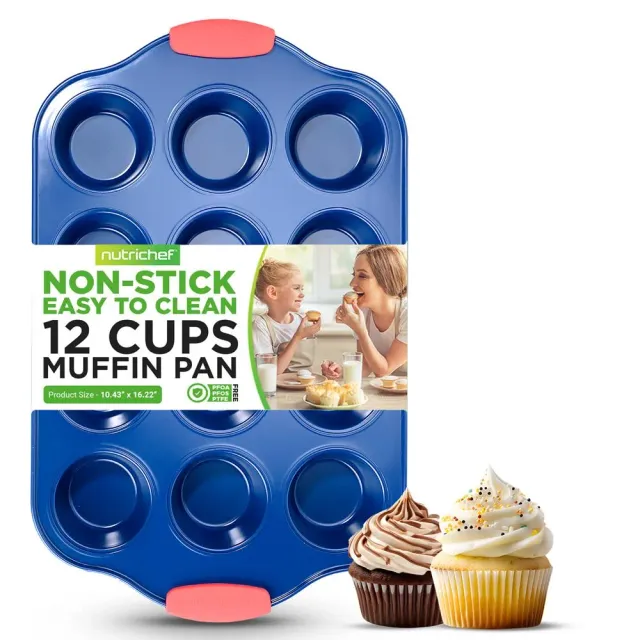 Nutrichef moule 12 muffins bleu antiadhésif silicone