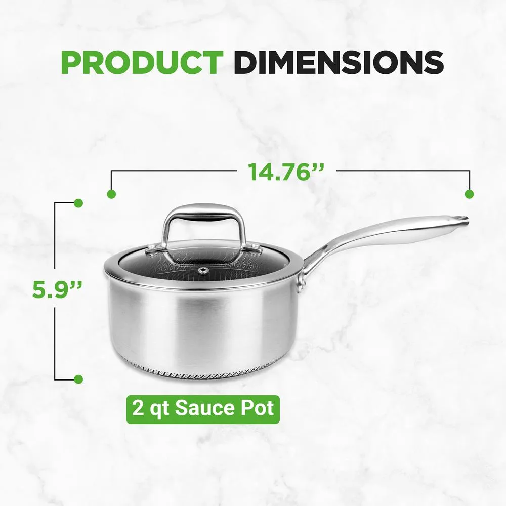 Nutrichef NC3PSP casserole inox antiadhésive 2 QT + couvercle