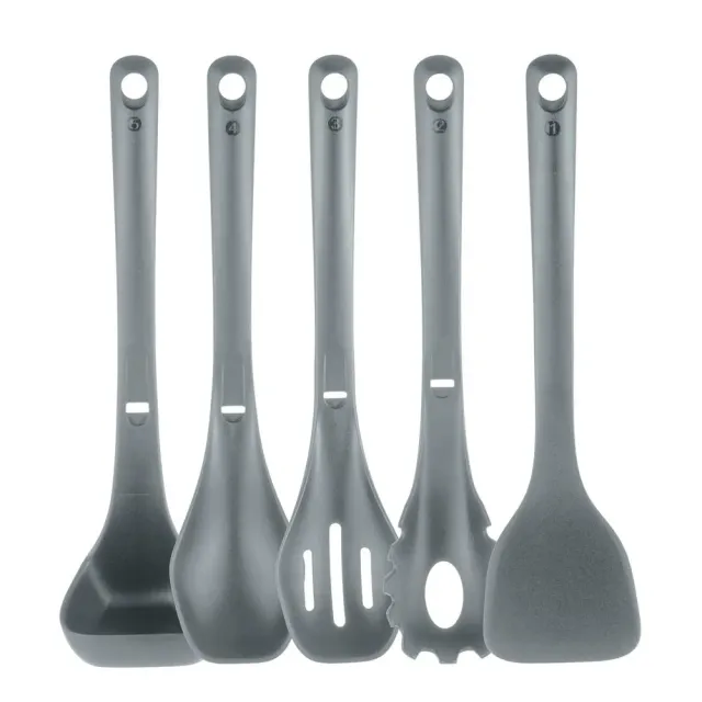 Nutrichef Set Ustensiles Cuisine Gris 5 Pièces Nylon