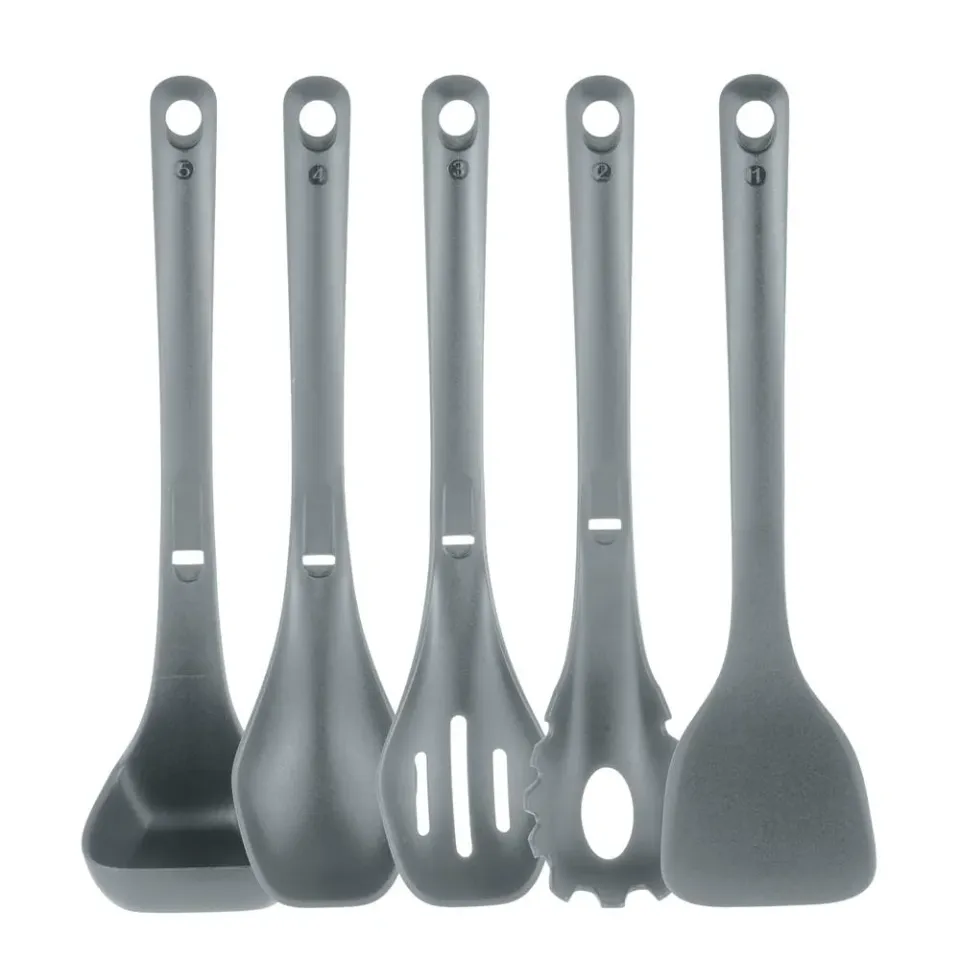 Nutrichef Set Ustensiles Cuisine Gris 5 Pièces Nylon