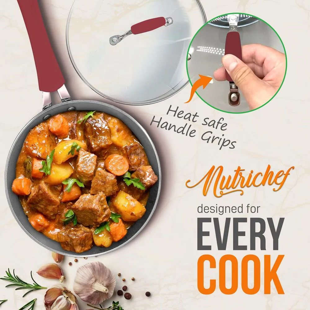 Nutrichef Batterie 11 Pièces Céramique Rouge Induction