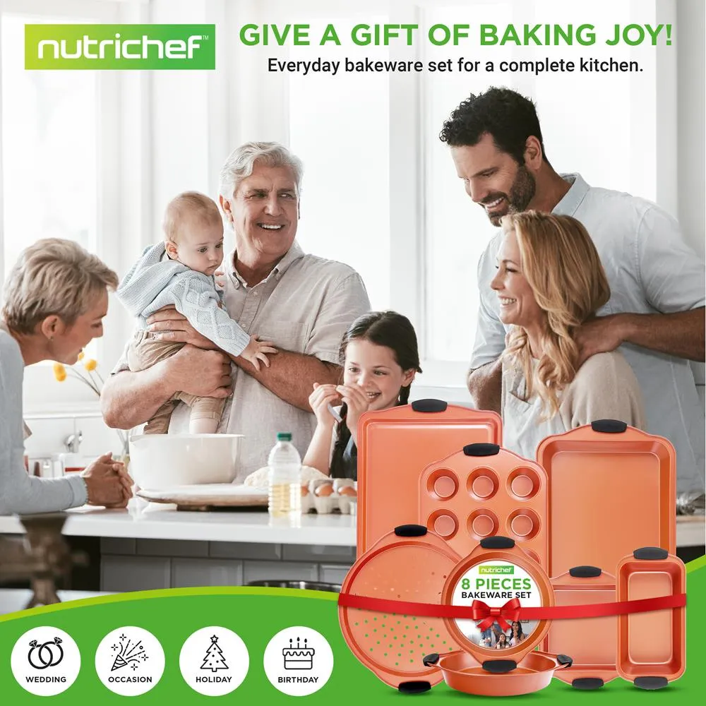 Nutrichef Set 8 Moules Cuisson Antiadhésif Cuivre