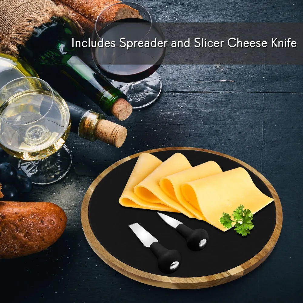 Nutrichef plateau fromage tournant ardoise acacia