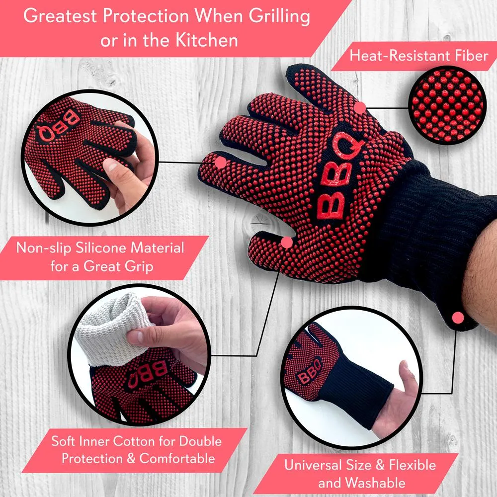 Nutrichef gants barbecue silicone 800°C lot de 2