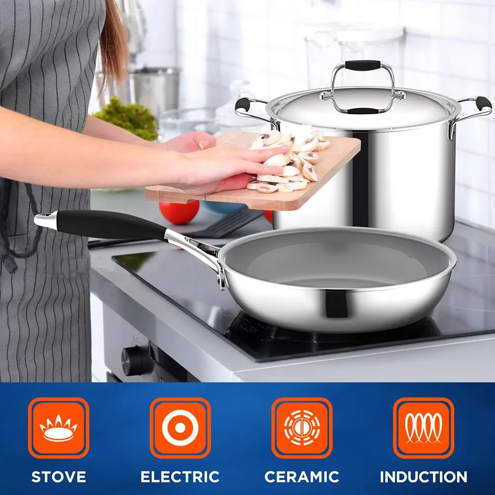 Nutrichef batterie 12 pièces inox antiadhésive céramique