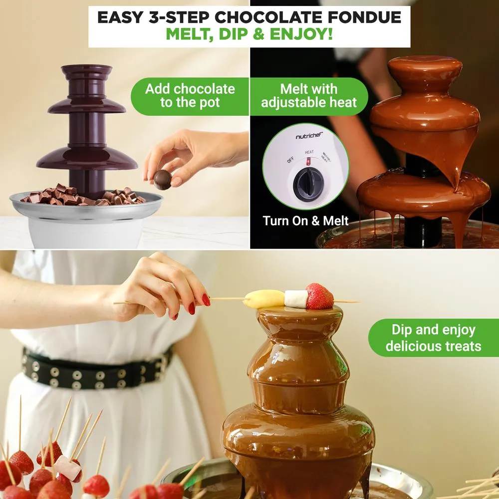 Nutrichef fontaine à chocolat 3 étages inox 480 ml