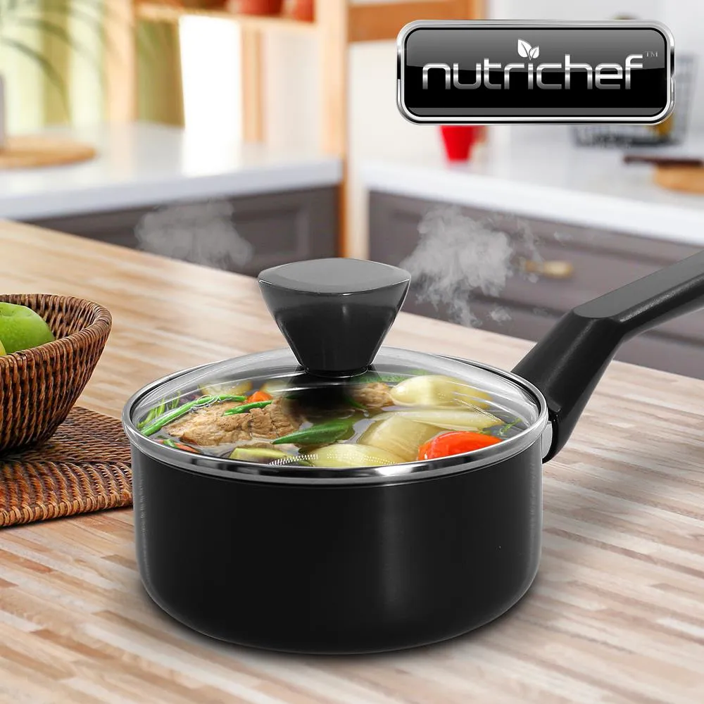 Nutrichef Casserole 0,9 L avec couvercle verre antiadhésive
