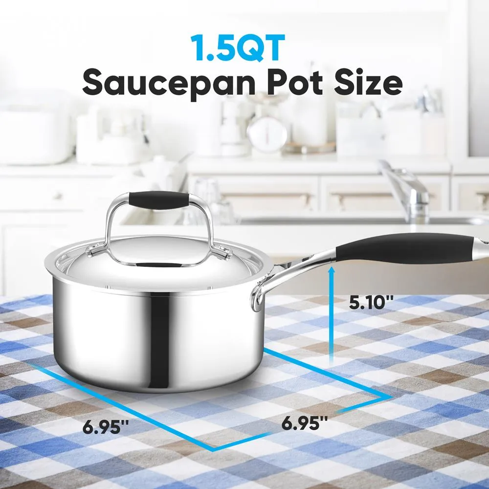 Nutrichef NCSSS12 Casserole Inox 1,5 Qt avec Couvercle