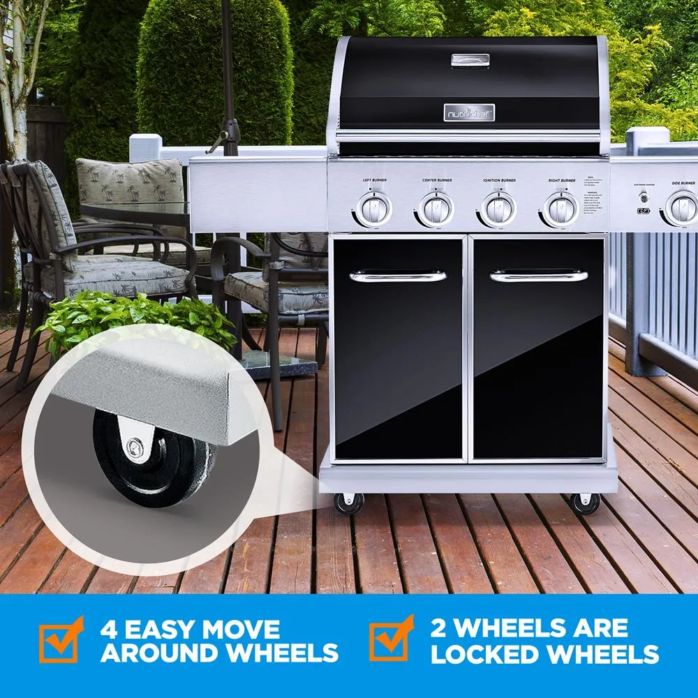 Nutrichef barbecue gaz 5 brûleurs inox 52000 BTU