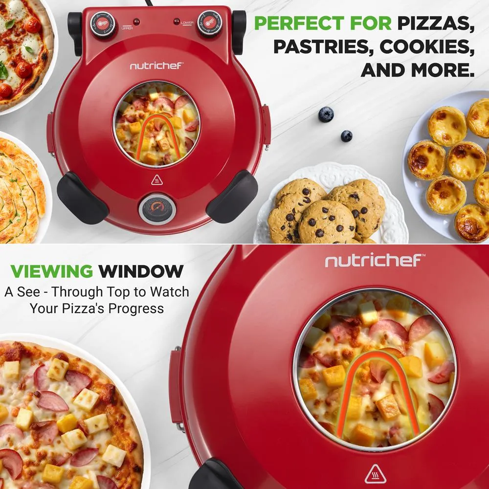 Nutrichef four à pizza électrique pierre antiadhésive rouge 1200W