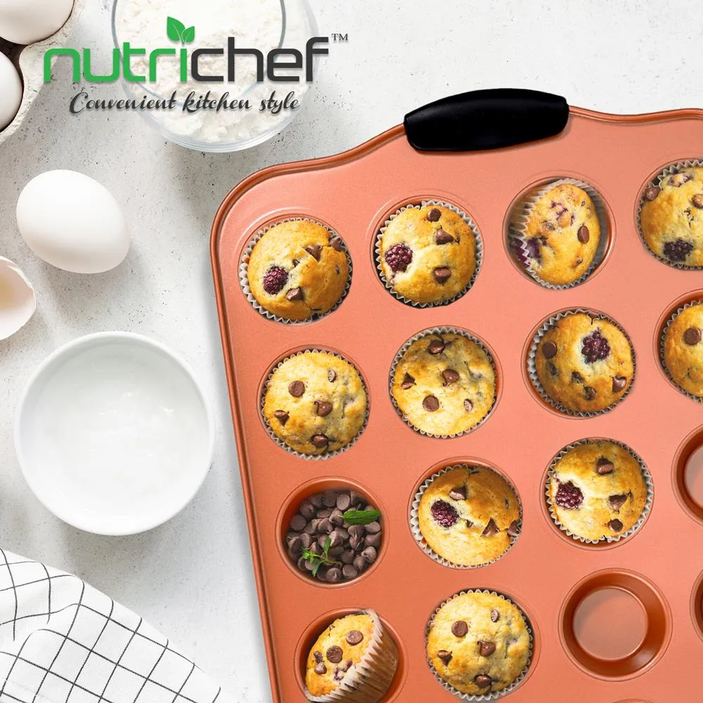 Nutrichef Moule 24 Muffins Antiadhésif Cuivre Acier