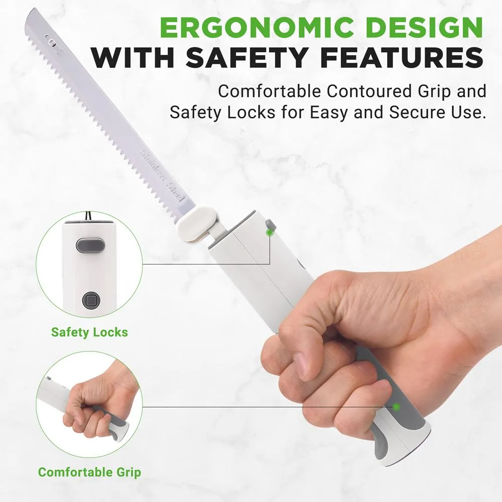 Nutrichef couteau électrique sans fil blanc gris USB