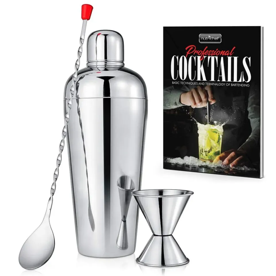 Nutrichef Kit Shaker Cocktail Inox 3 Pièces 750 ml