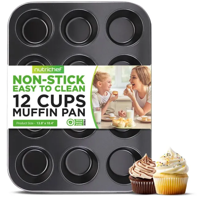 Nutrichef moule à muffins 12 tasses antiadhésif gris