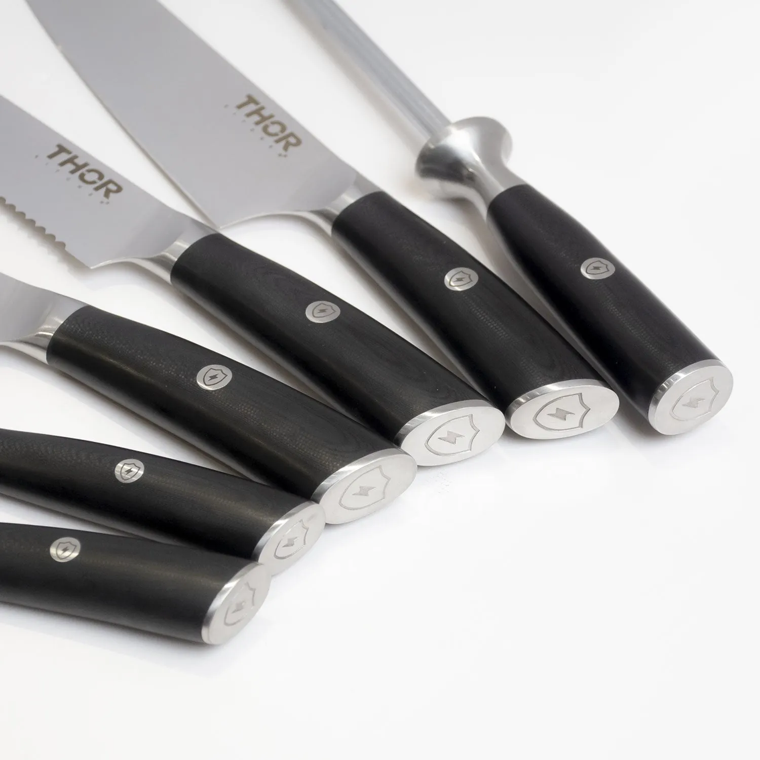 Thor set couteaux cuisine 7 pièces bloc bois allemand