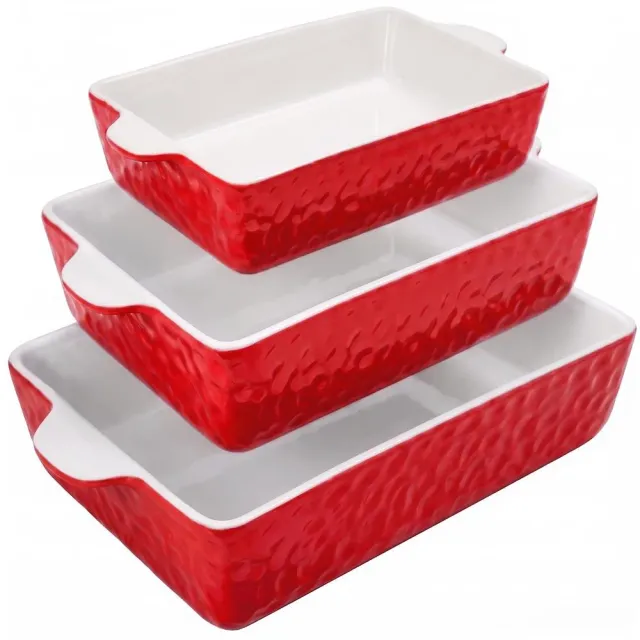 Nutrichef plats céramique four rouges lot de 3