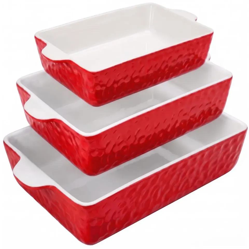 Nutrichef plats céramique four rouges lot de 3