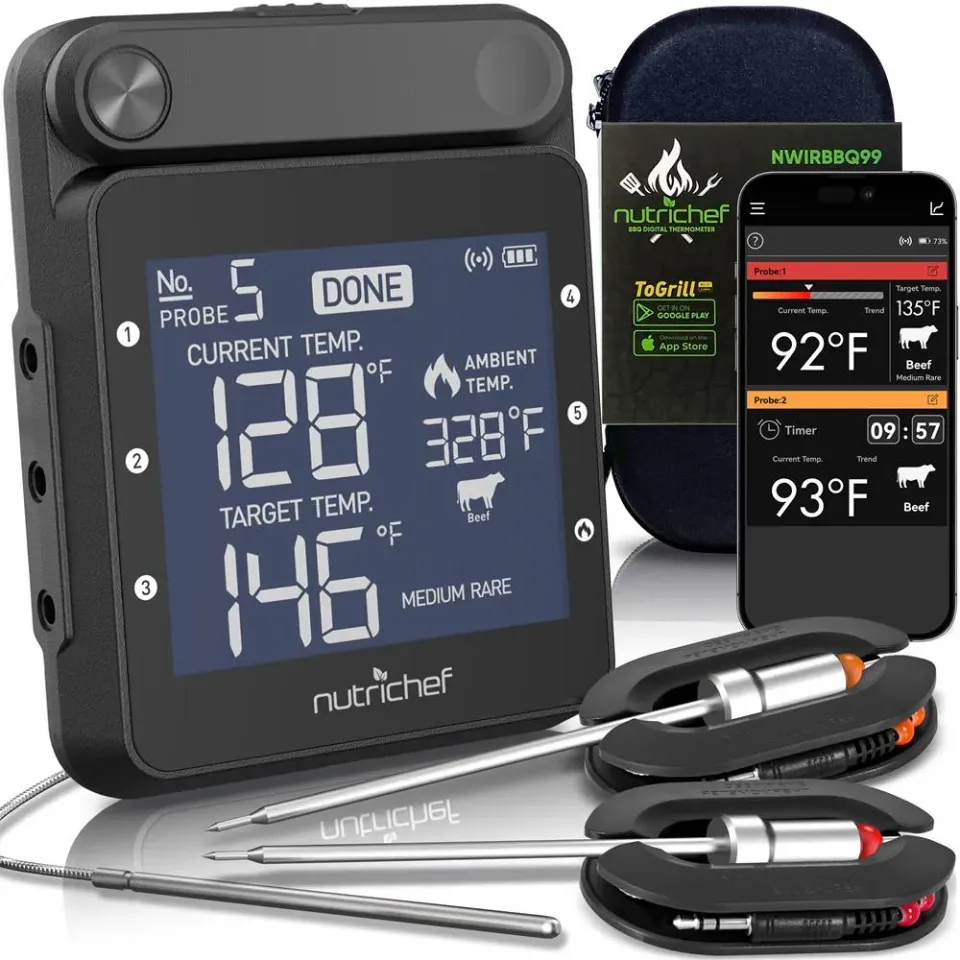 Nutrichef thermomètre barbecue WiFi 2 sondes inox