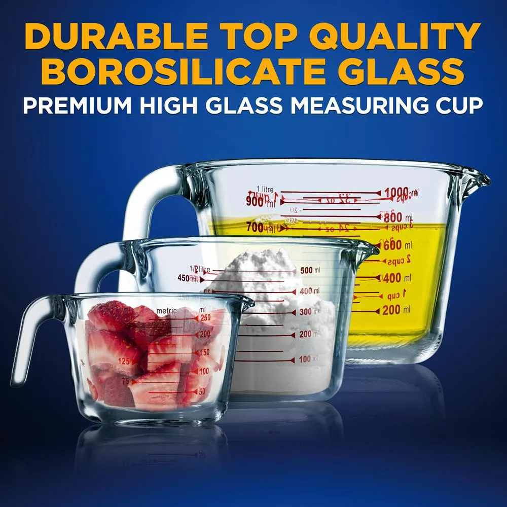 Nutrichef Set 3 Verres Doseurs Gradués 250-1000 ml