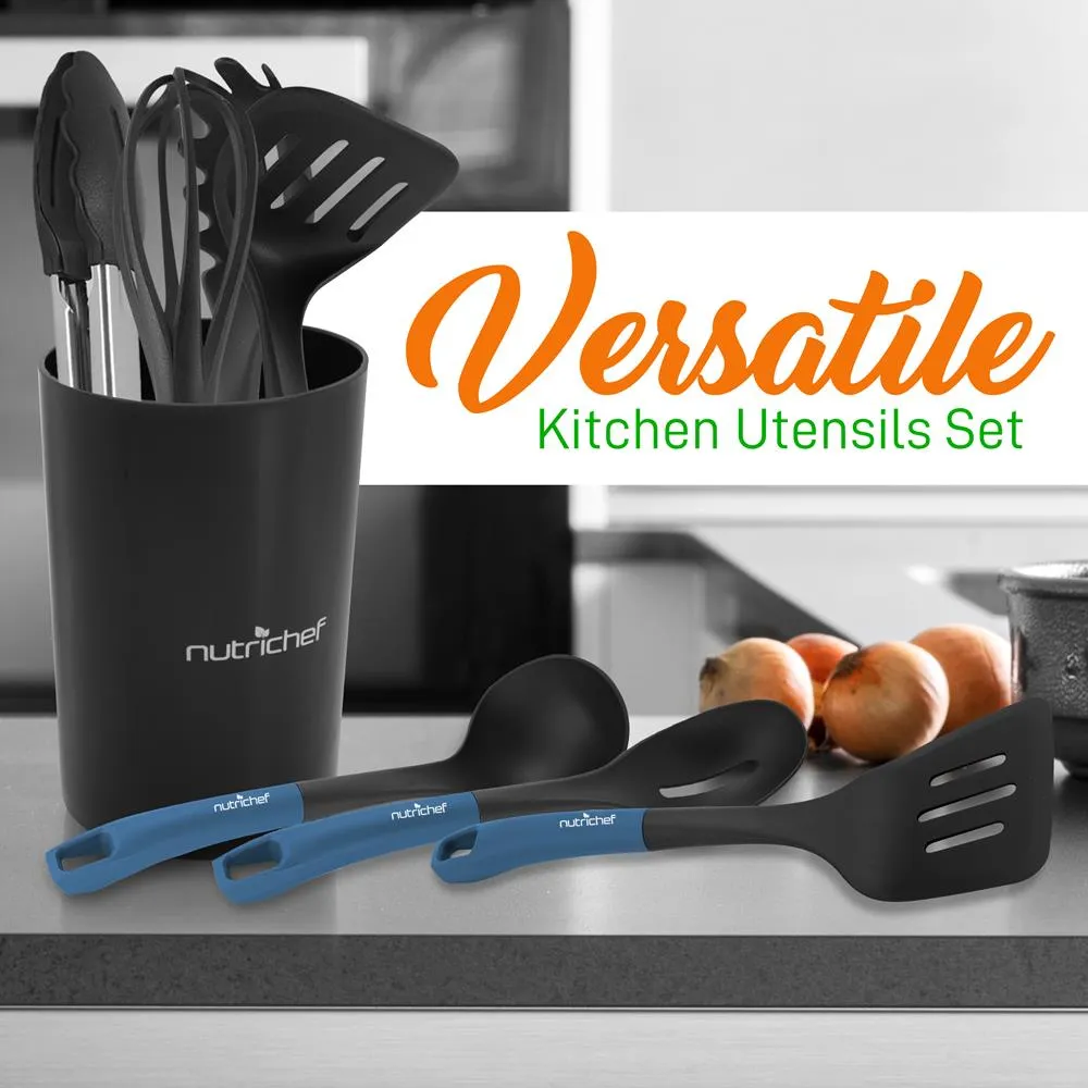 Nutrichef ustensiles cuisine silicone bleus x10