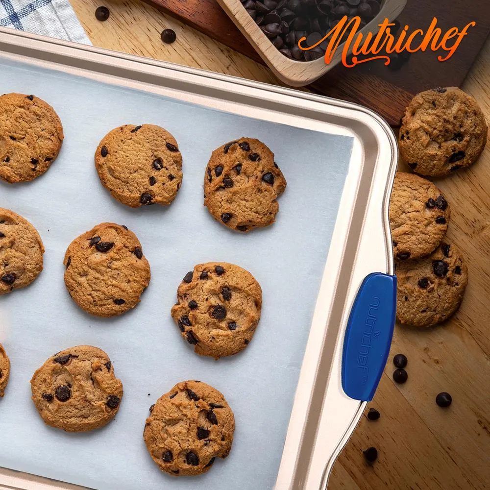 Nutrichef Plaque Cookies Antiadhesive Acier Poignees Bleues Petit