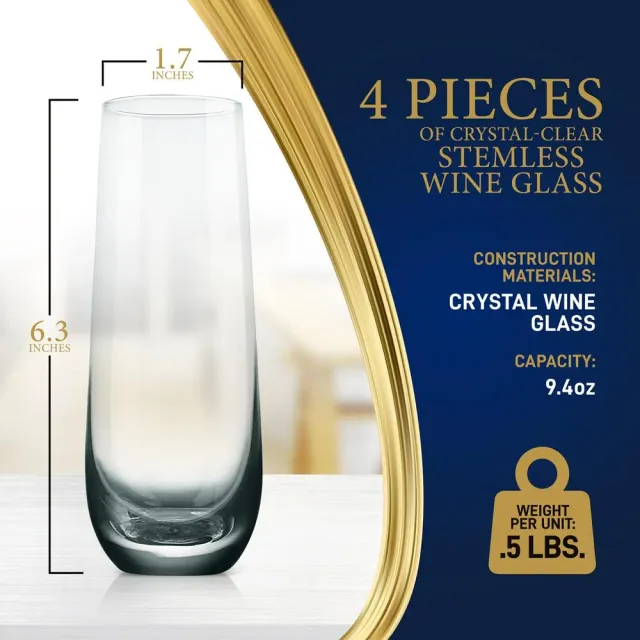 Nutrichef verres à champagne sans pied cristal x4