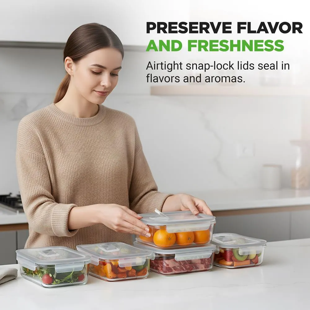 Nutrichef boîtes verre borosilicate 10 pièces grises 850 ml
