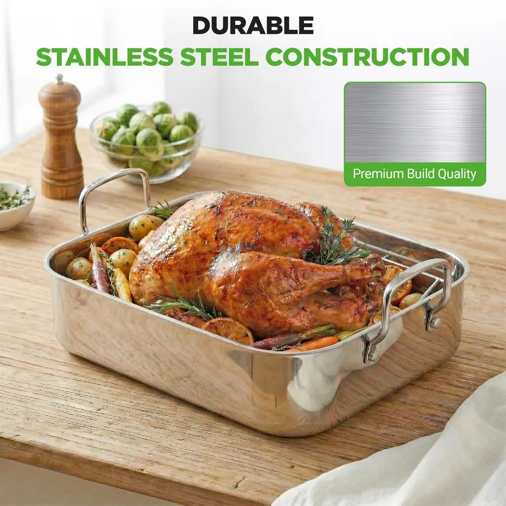Nutrichef plat à rôtir inox 14 pouces avec grille