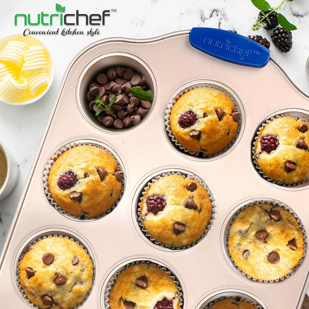 Nutrichef moule à muffins 12 alvéoles doré antiadhésif
