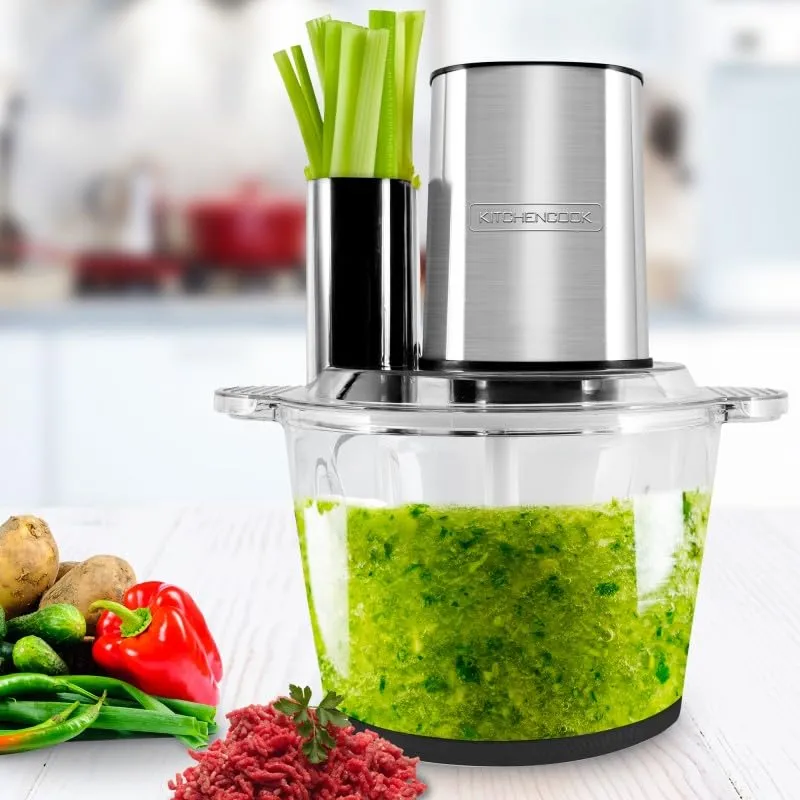 Kitchencook Hachoir Inox Multifonction 5en1 600W hachoir 3 L verre